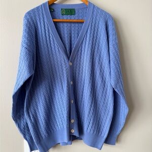 HICKEY FREEMAN BOBBY JONES COLLECTION Mens XL Cardigan Sweater Italy Wool Blue